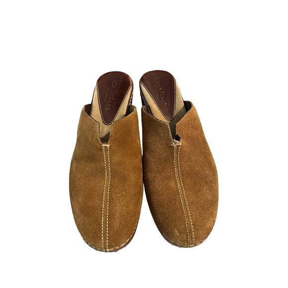 Cole Haan Country Suede Leather Clogs Size 7B Chunky Platform Slip On Mule - Picture 5 of 14